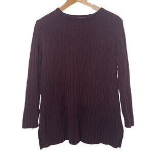 J. Jill Chenille Purple Soft Chunky Cable Knit Pullover Long Sleeve Sweater